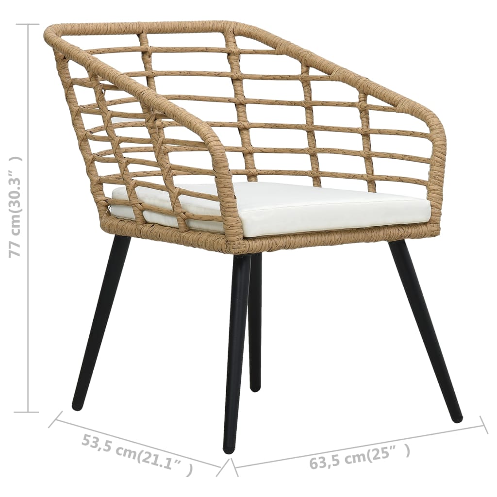 Chaises de jardin lot de 2 avec coussins Résine tressée Chêne