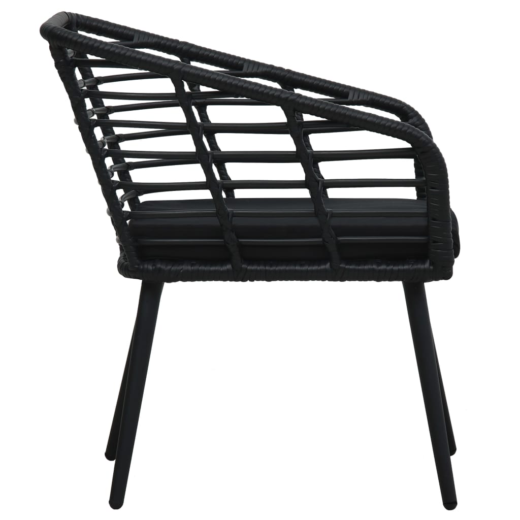 Chaises de jardin lot de 2 avec coussins Résine tressée Noir