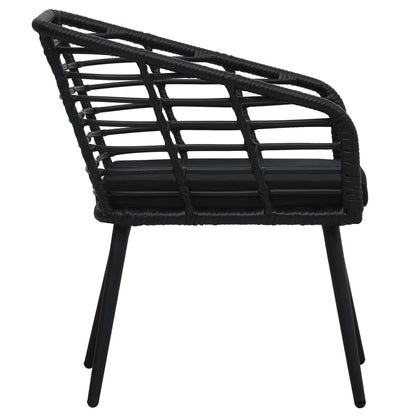 Chaises de jardin lot de 2 avec coussins Résine tressée Noir