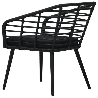 Chaises de jardin lot de 2 avec coussins Résine tressée Noir