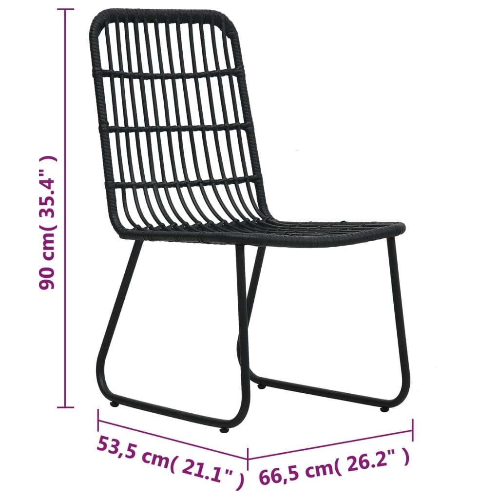 Chaises de jardin lot de 2 Résine tressée Noir