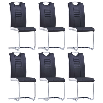 Chaises à manger cantilever lot de 6 noir similicuir