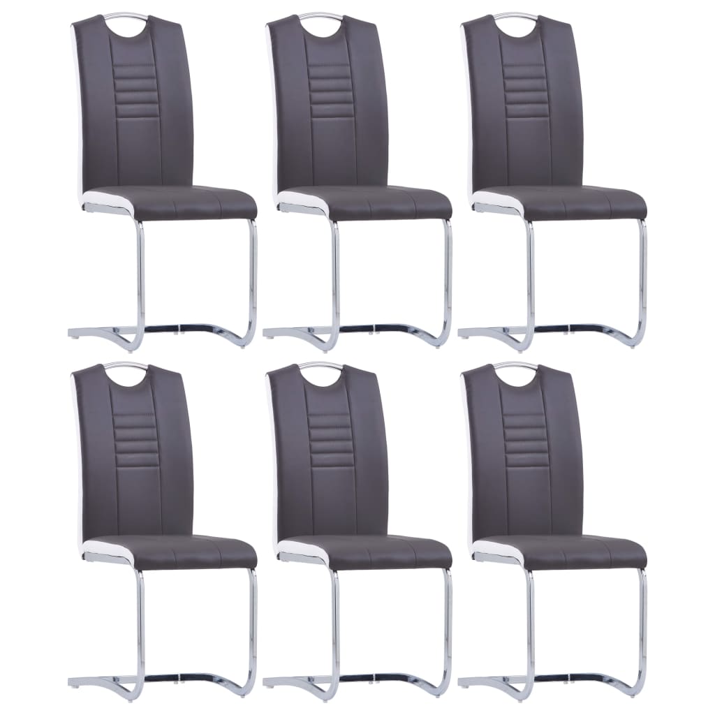 Chaises à manger cantilever lot de 6 gris similicuir