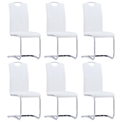 Chaises à manger cantilever lot de 6 blanc similicuir