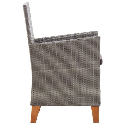 Chaises de jardin lot de 2 avec coussins Résine tressée Gris