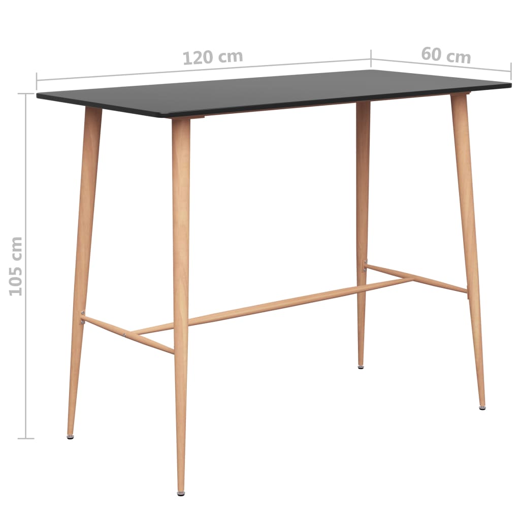 Table de bar Noir 120x60x105 cm