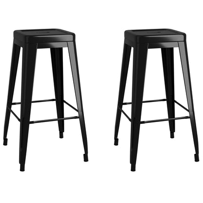 Tabourets de bar empilables lot de 2 noir métal