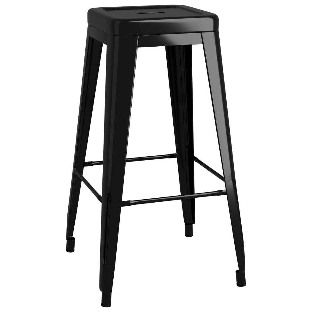 Tabourets de bar empilables lot de 2 noir métal