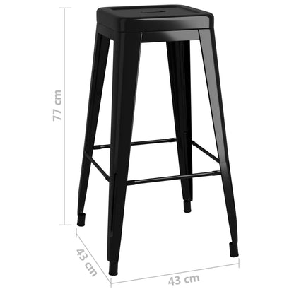 Tabourets de bar empilables lot de 2 noir métal