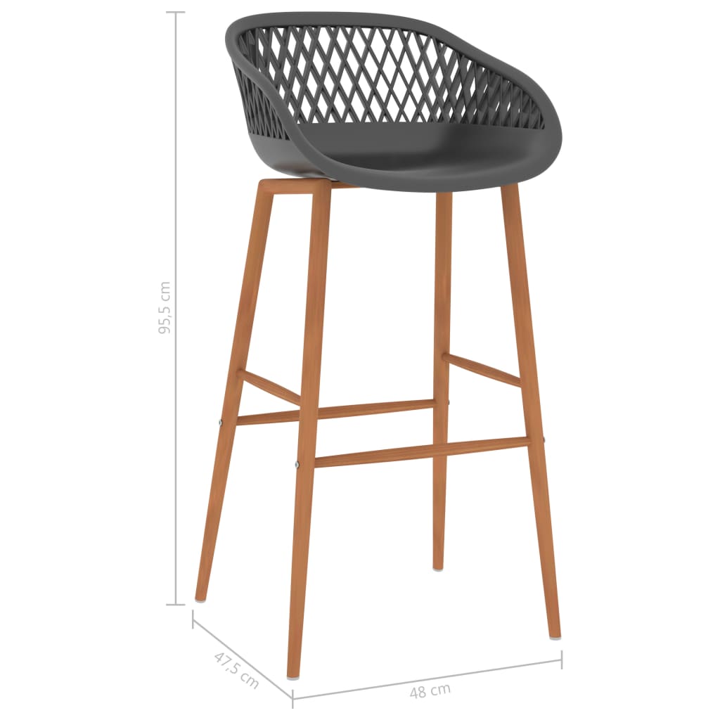 Chaises de bar lot de 2 gris