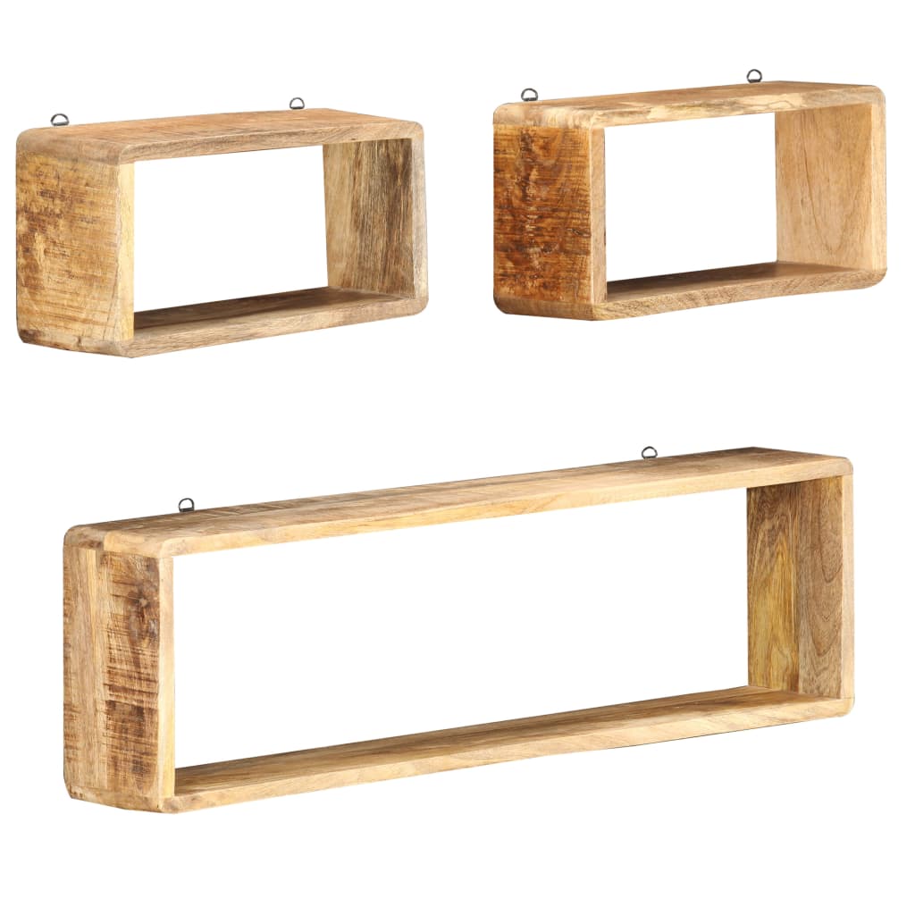 Ensemble d'étagère cube 3 pcs bois solide de manguier