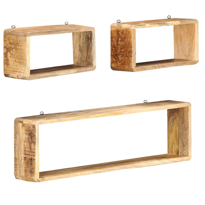 Ensemble d'étagère cube 3 pcs bois solide de manguier