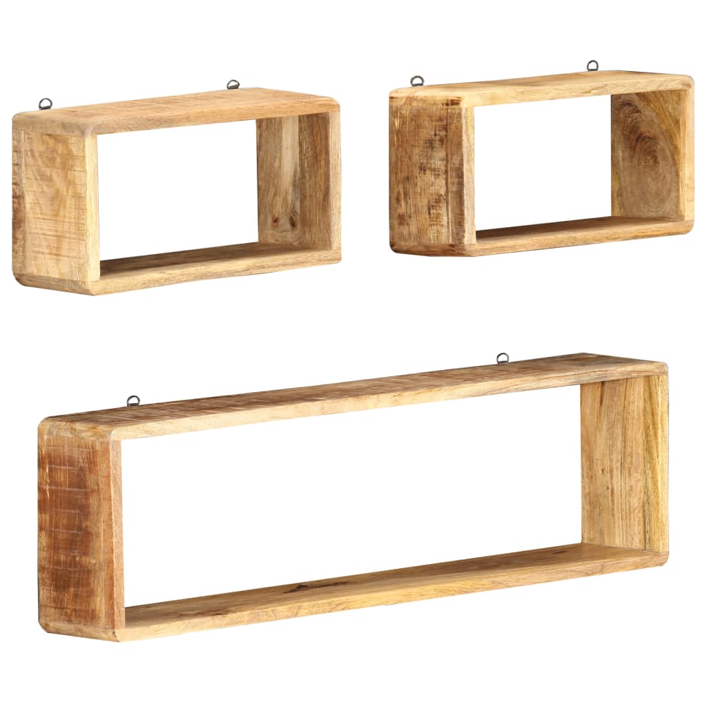 Ensemble d'étagère cube 3 pcs bois solide de manguier