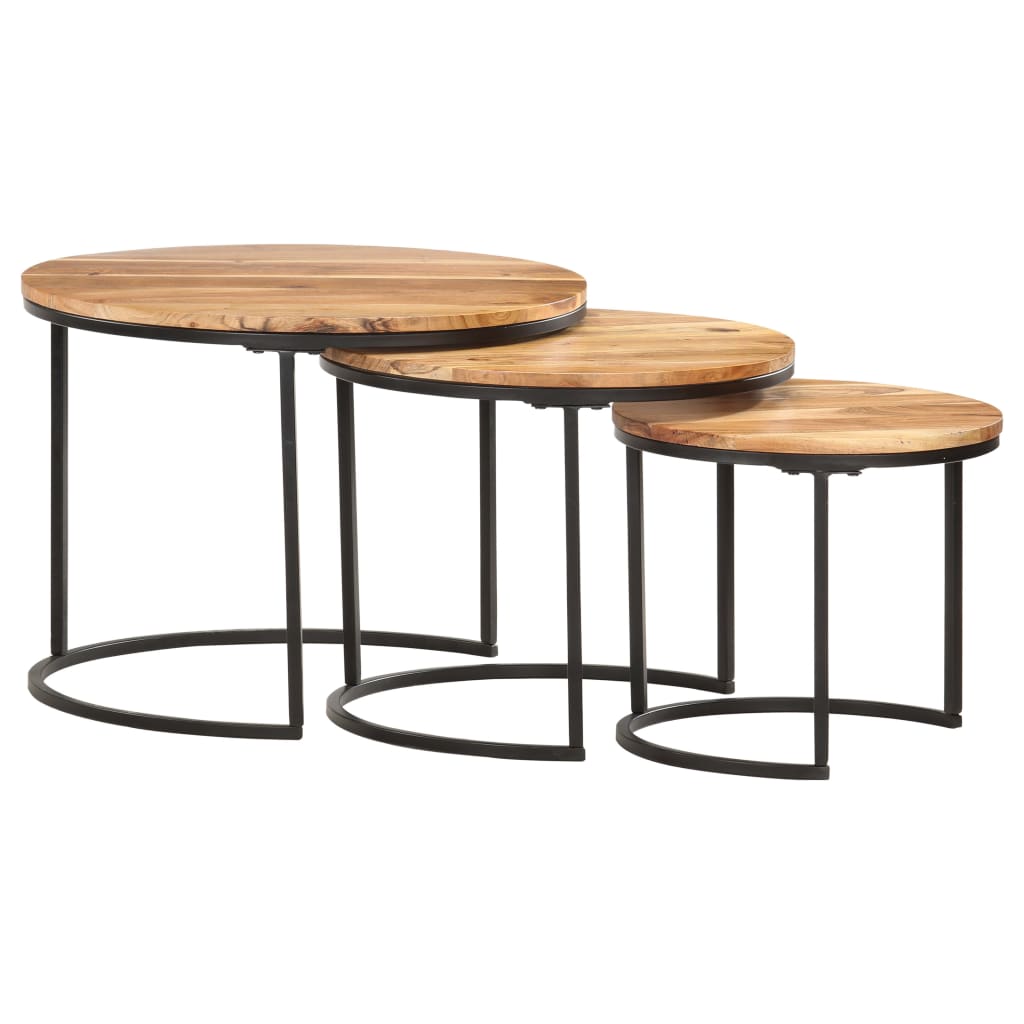 Tables gigognes 3 pcs Bois d'acacia massif