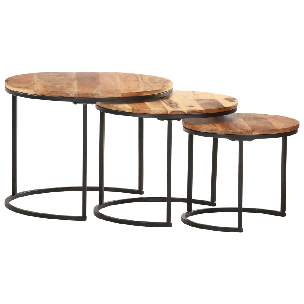 Tables gigognes 3 pcs Bois d'acacia massif