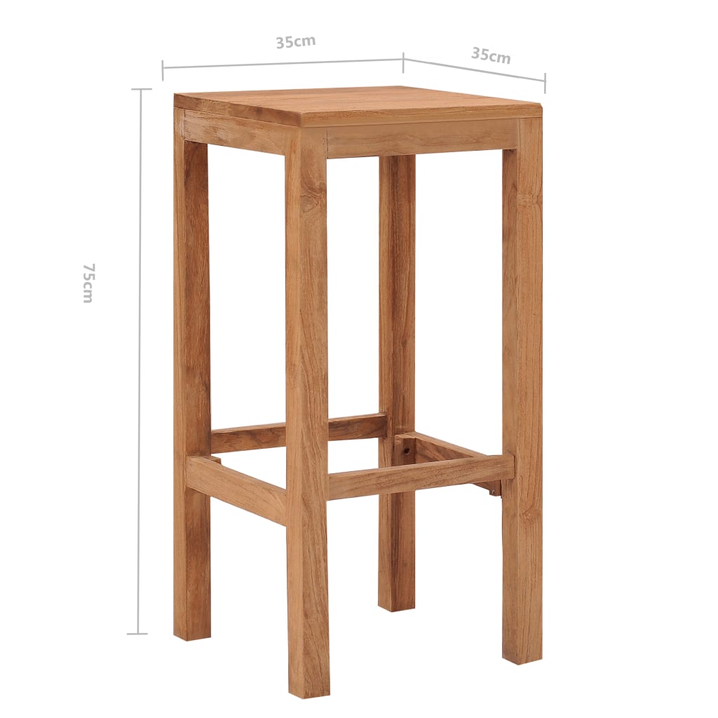 Tabourets de bar lot de 2 bois de teck massif