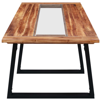 Table à manger 180x90x75 cm Bois d'acacia massif et verre