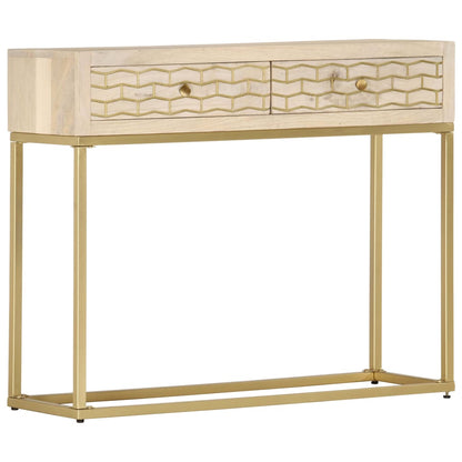 Table console doré 90x30x75 cm bois solide de manguier