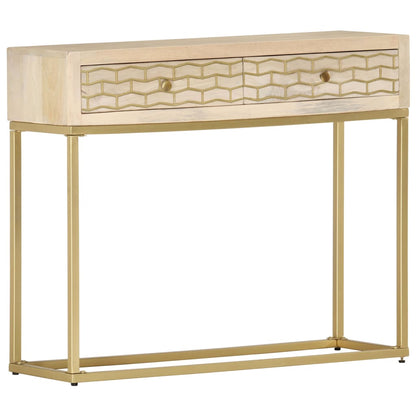 Table console doré 90x30x75 cm bois solide de manguier