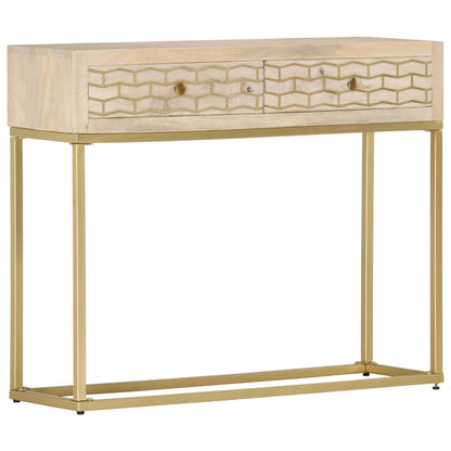 Table console doré 90x30x75 cm bois solide de manguier