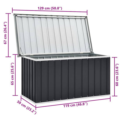 Boîte de rangement de jardin Anthracite 129x67x65 cm