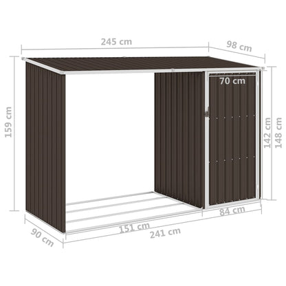 Abri à bois de jardin Marron 245x98x159 cm Acier galvanisé