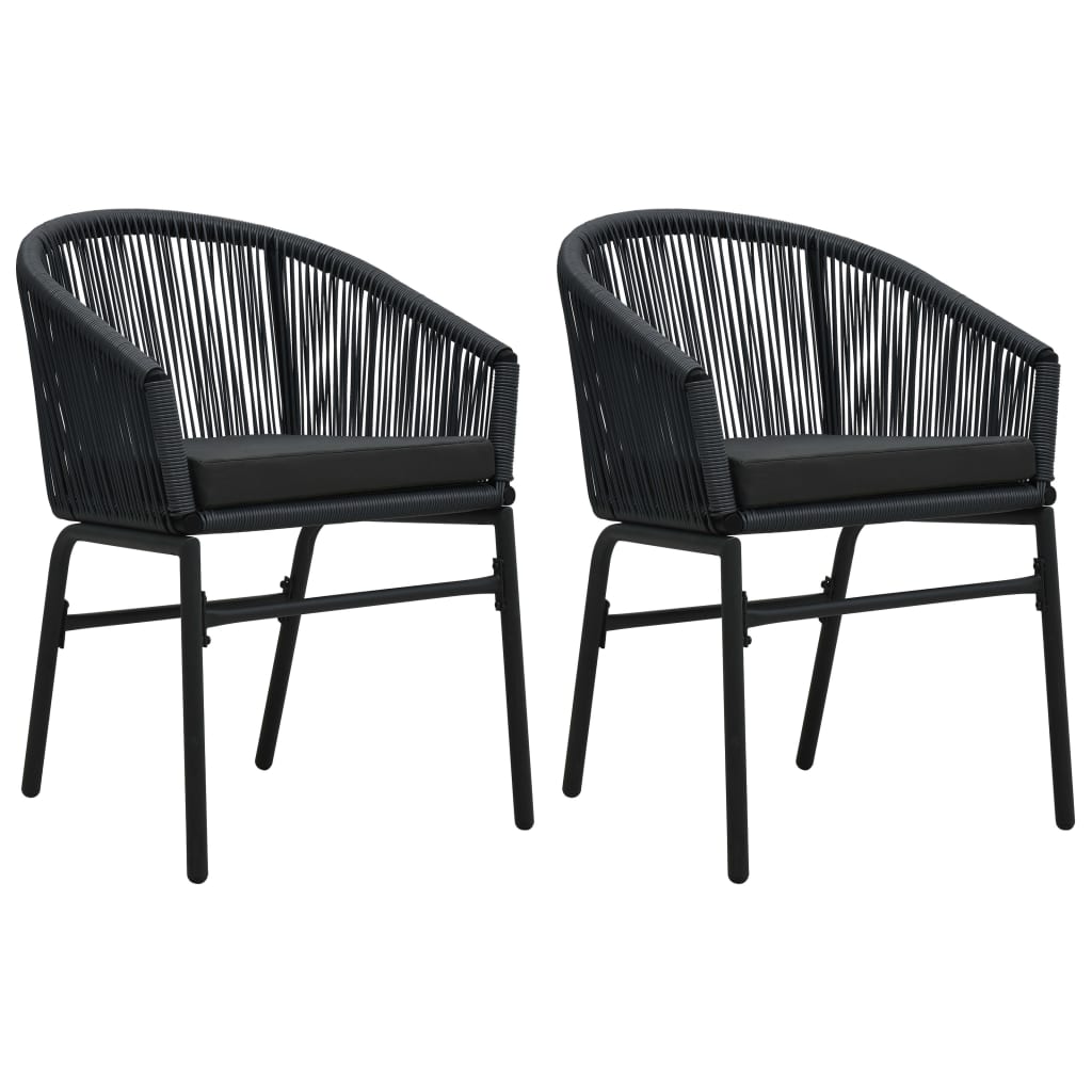 Chaises de jardin lot de 2 Noir Rotin PE