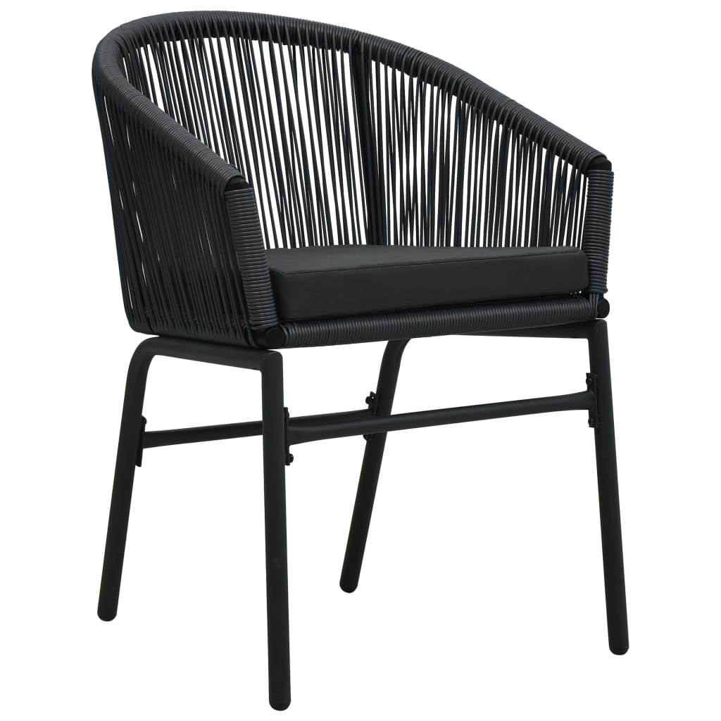 Chaises de jardin lot de 2 Noir Rotin PE