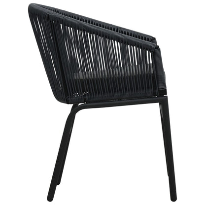 Chaises de jardin lot de 2 Noir Rotin PE