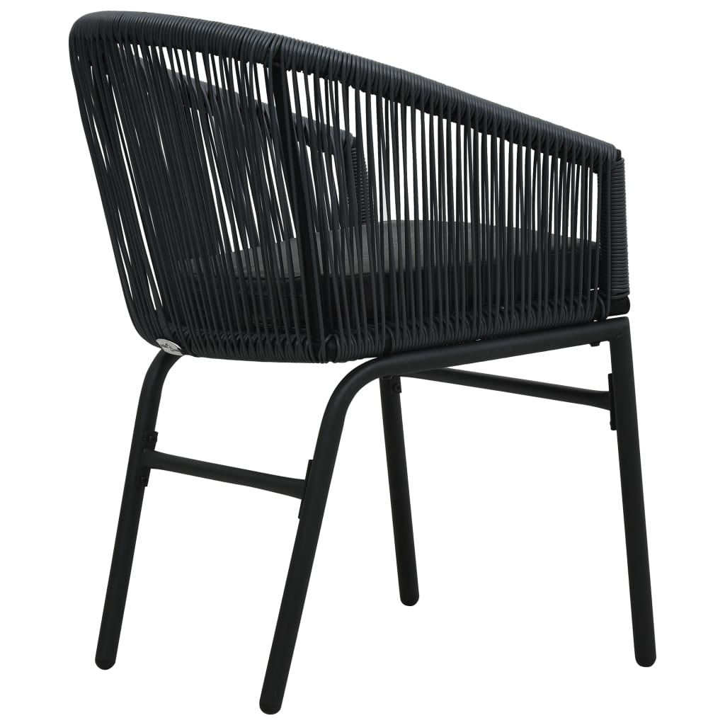 Chaises de jardin lot de 2 Noir Rotin PE