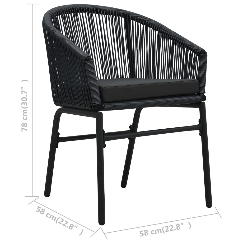 Chaises de jardin lot de 2 Noir Rotin PE