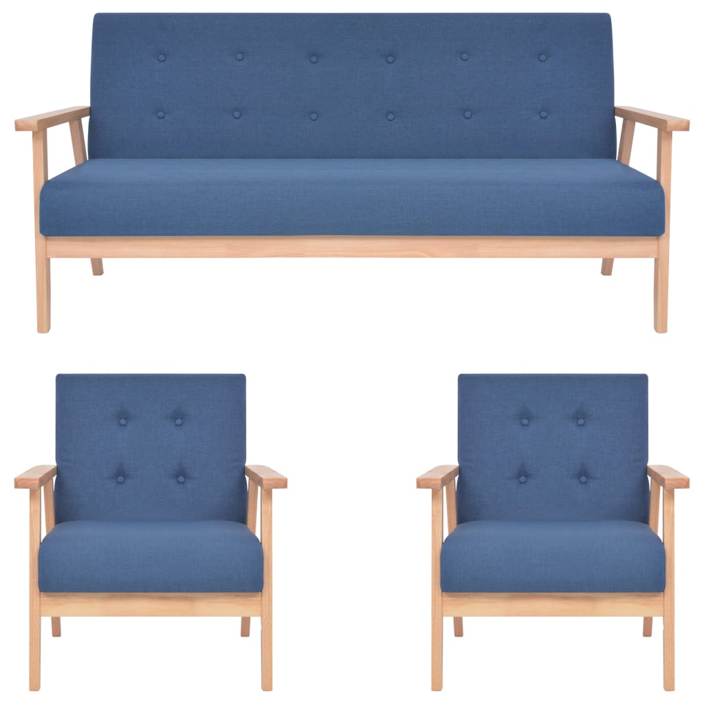 Ensemble de canapés 3 pcs Tissu Bleu