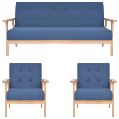 Ensemble de canapés 3 pcs Tissu Bleu