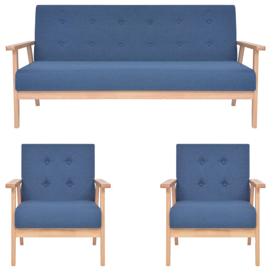 Ensemble de canapés 3 pcs Tissu Bleu