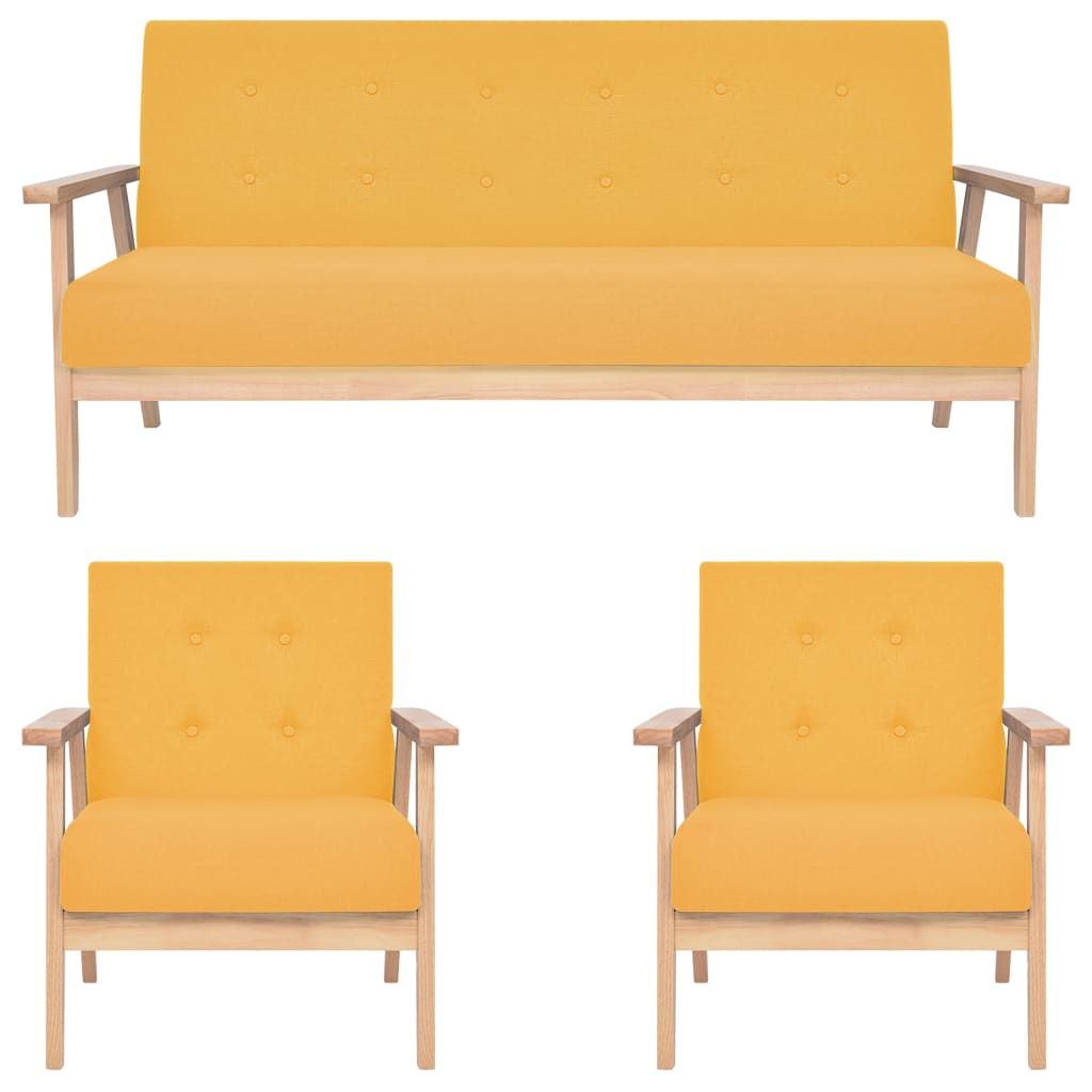 Ensemble de canapés 3 pcs Tissu Jaune