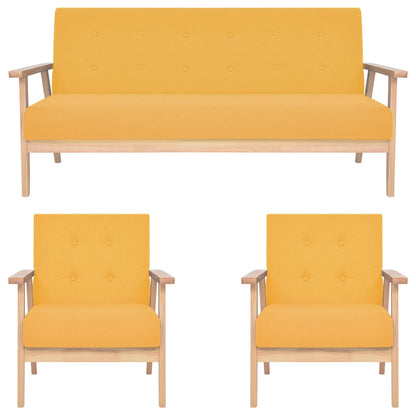 Ensemble de canapés 3 pcs Tissu Jaune