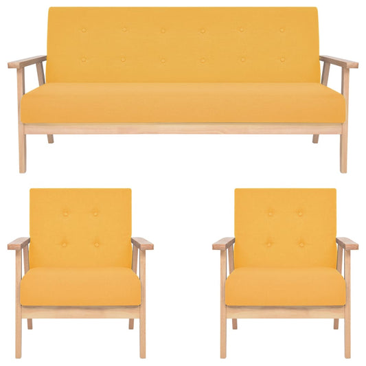 Ensemble de canapés 3 pcs Tissu Jaune