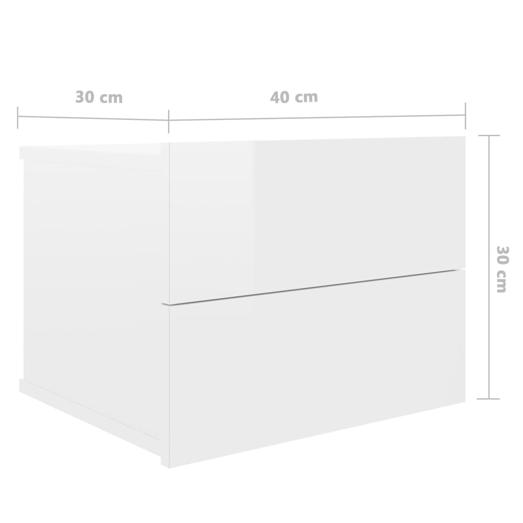 Table de chevet Blanc brillant 40x30x30 cm Bois ingénierie