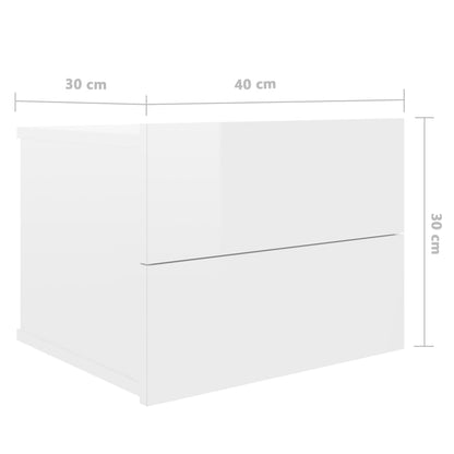 Table de chevet Blanc brillant 40x30x30 cm Bois ingénierie