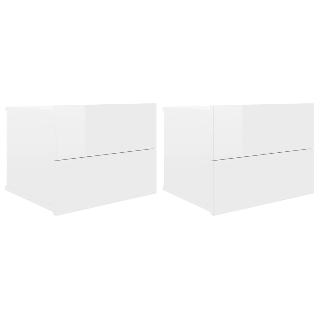 Tables de chevet 2pcs Blanc brillant 40x30x30cm Bois ingénierie