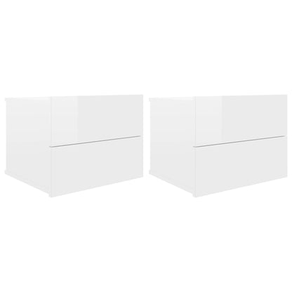 Tables de chevet 2pcs Blanc brillant 40x30x30cm Bois ingénierie