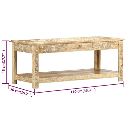 Table basse peinte à main 110x50x45 cm Bois de manguier massif