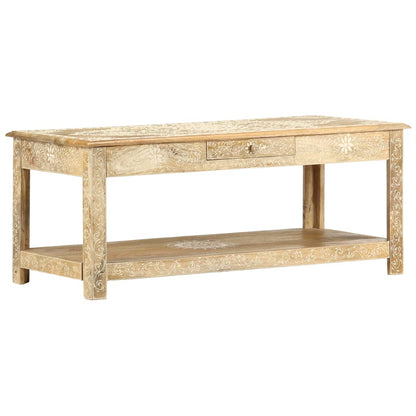 Table basse peinte à main 110x50x45 cm Bois de manguier massif