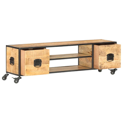 Meuble TV 130x30x39 cm Bois massif de manguier