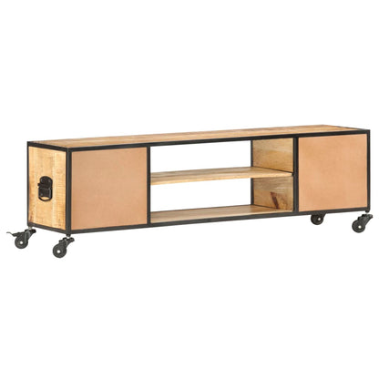 Meuble TV 130x30x39 cm Bois massif de manguier