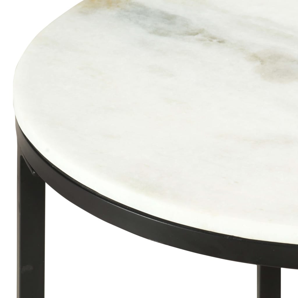 Table basse Blanc et noir Ø50 cm Marbre solide véritable