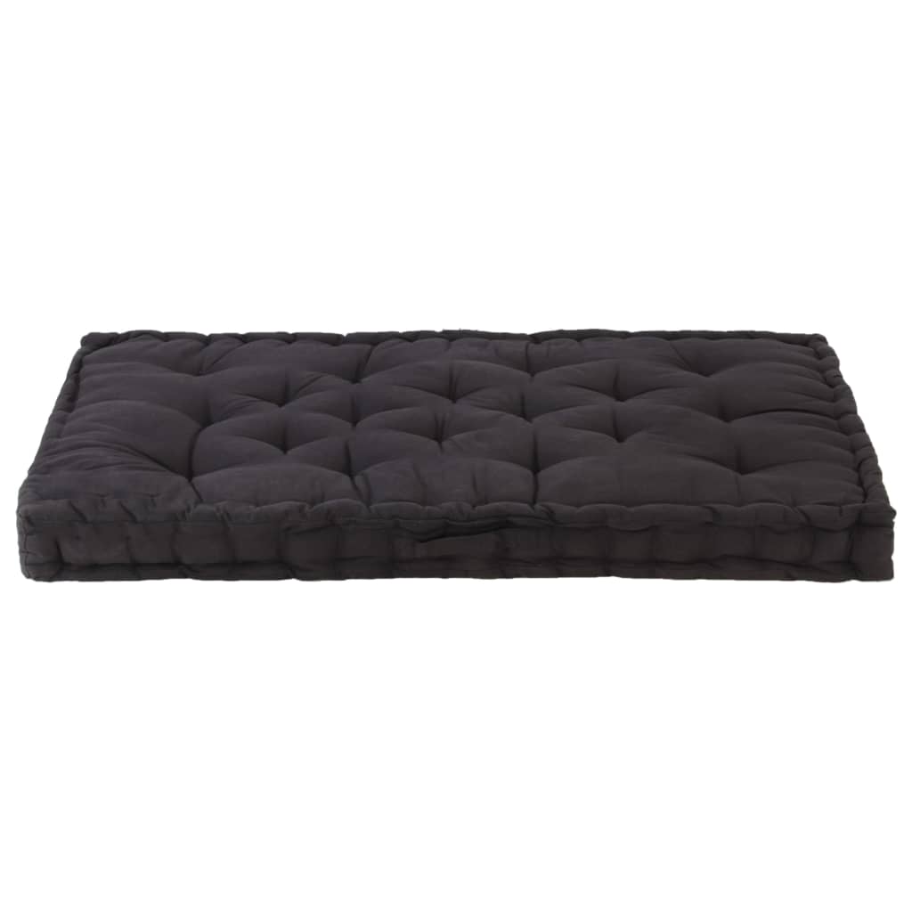 Coussin de plancher de palette Coton 120x80x10 cm Noir