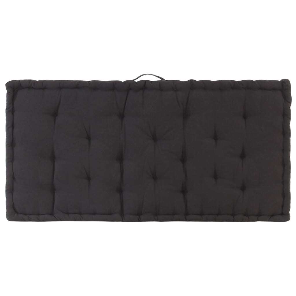 Coussin de plancher de palette Coton 120x80x10 cm Noir