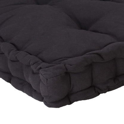 Coussin de plancher de palette Coton 120x80x10 cm Noir