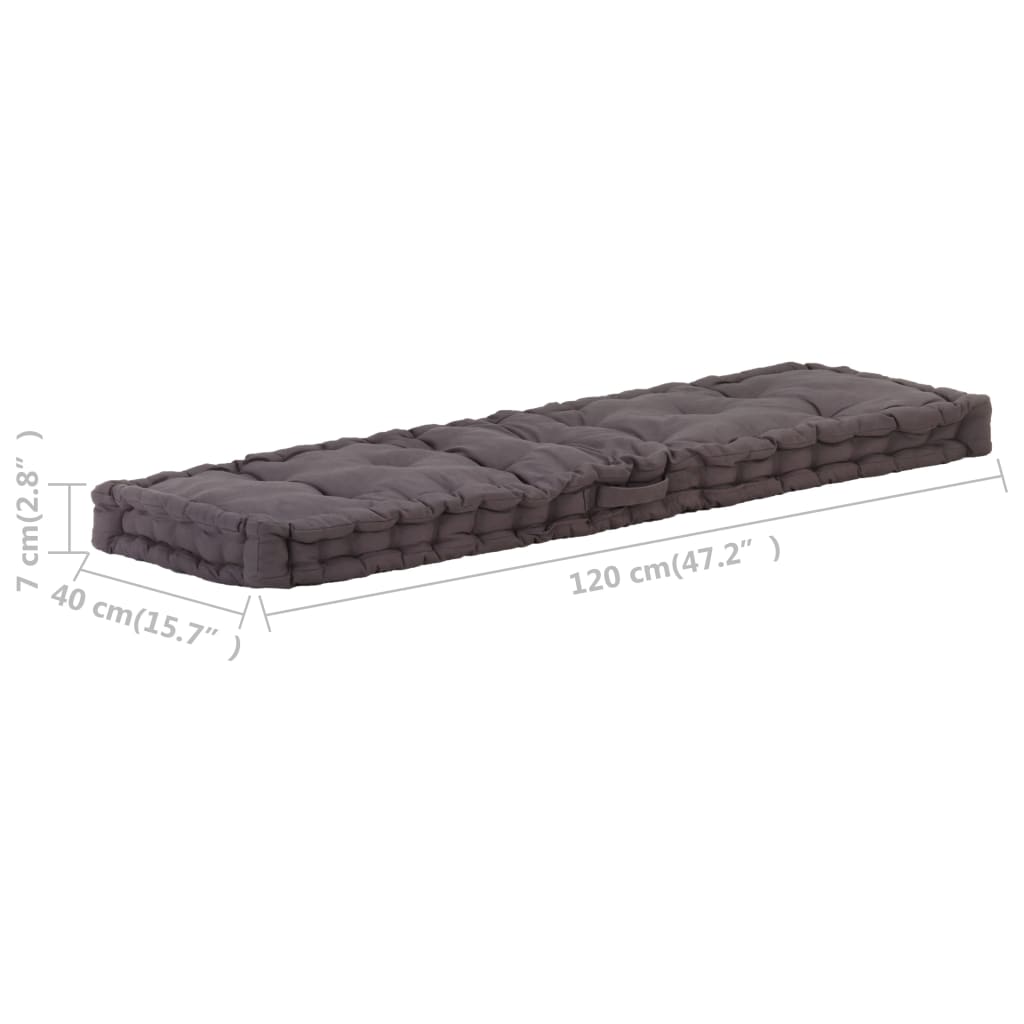 Coussin de plancher de palette Coton 120x40x7 cm Anthracite